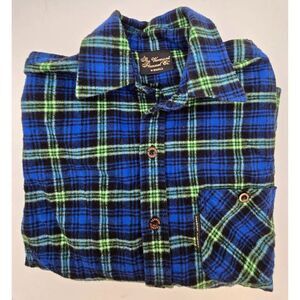 The Vermont Flannel Co. X-Small Plaid Shirt Blue & Green Mens Button Down